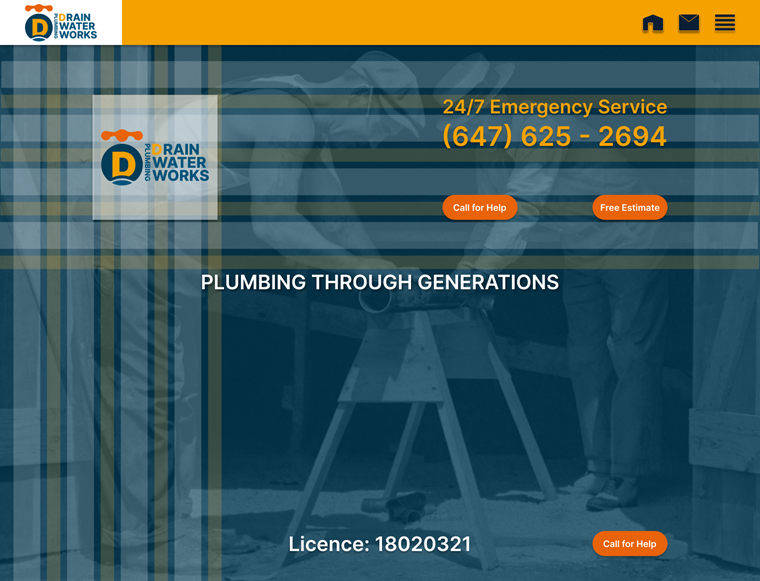 Drain Water Works professional plumbing website design