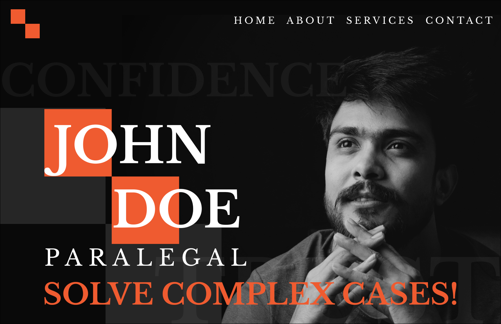 John Doe Paralegal professional legal services homepage design
